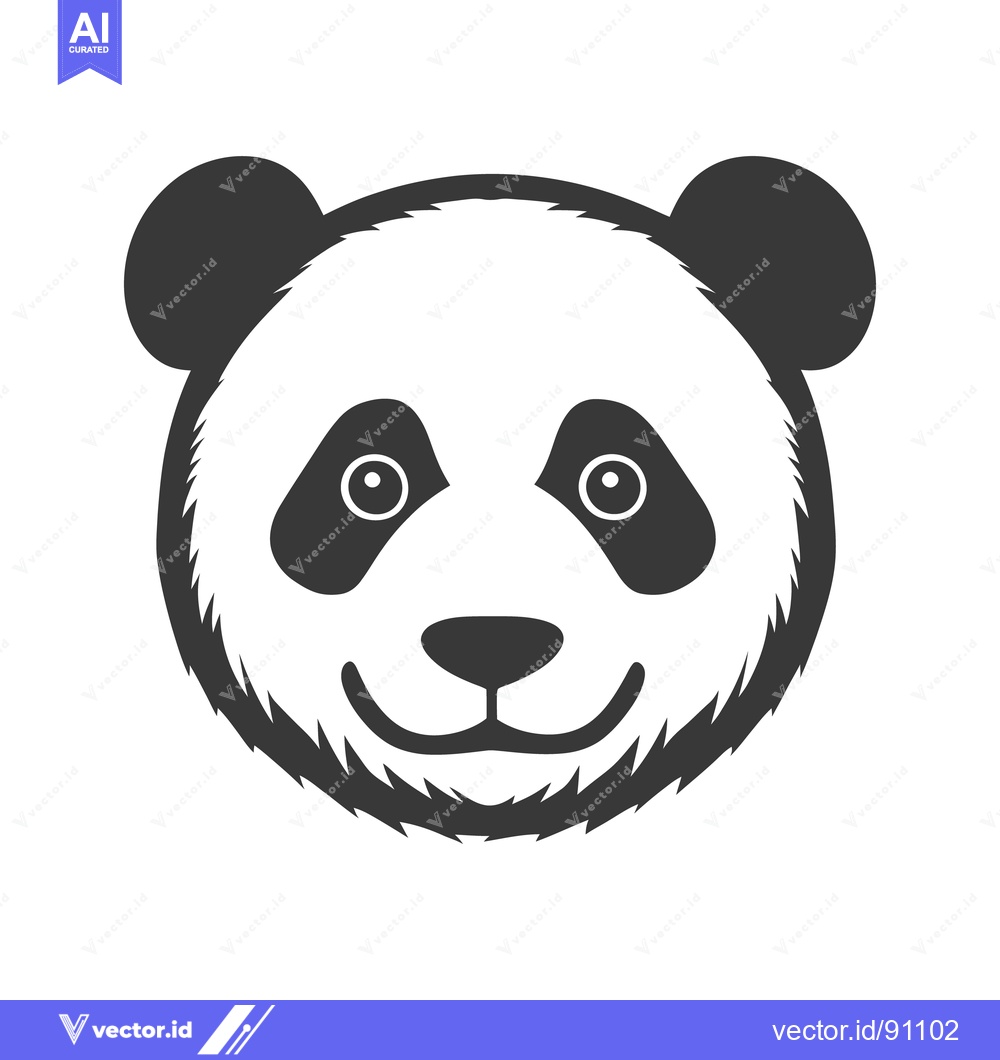 Premium Vector dari A cute panda bear face shown in simple black and white