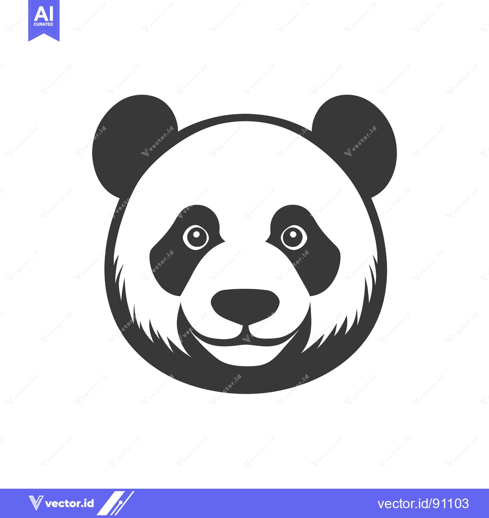 Premium Vector dari A simple black and white illustration of a panda bears face