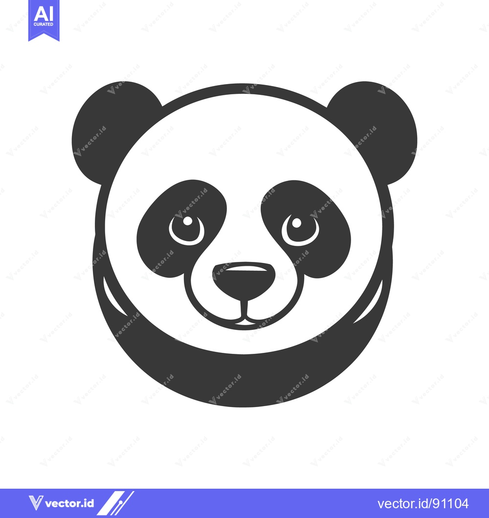 Premium Vector of A stylized illustration of a panda bear smiling directly at viewer