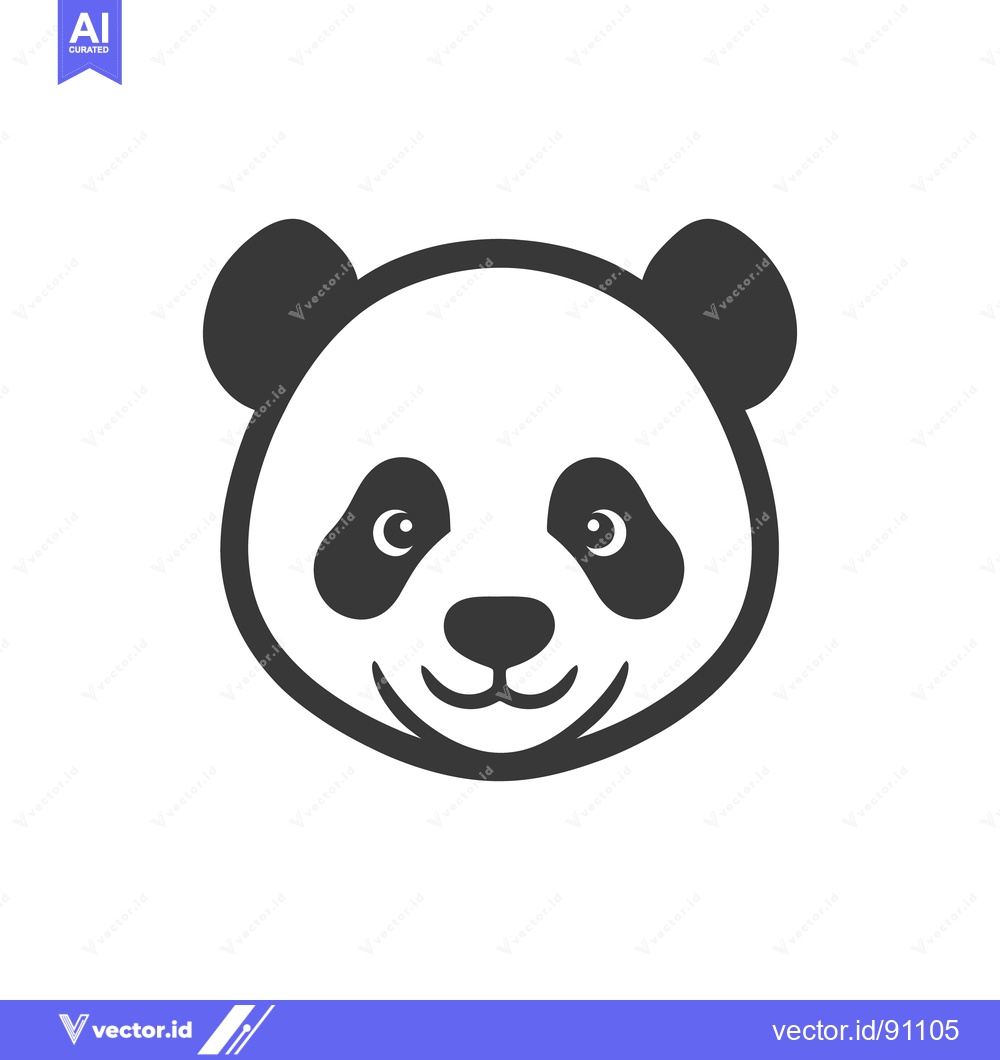 Premium Vector dari A friendly panda face icon featuring black and white coloring
