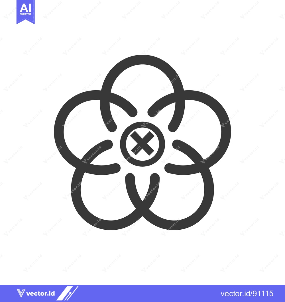 Premium Vector dari A stylized dark flower graphic with an enclosed crossed x mark