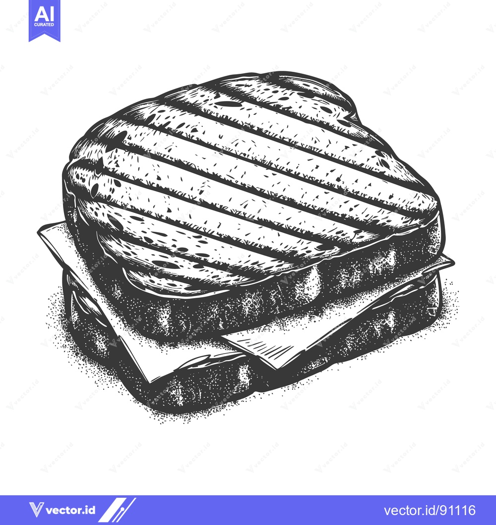 Premium Vector of A simple illustration depicts a grilled sandwich resting on a surface