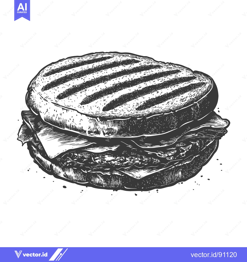 Premium Vector dari An artistic drawing of a sandwich with grilled bread layers