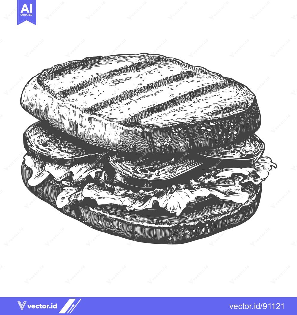 Premium Vector dari A detailed illustration of a delicious grilled sandwich is present
