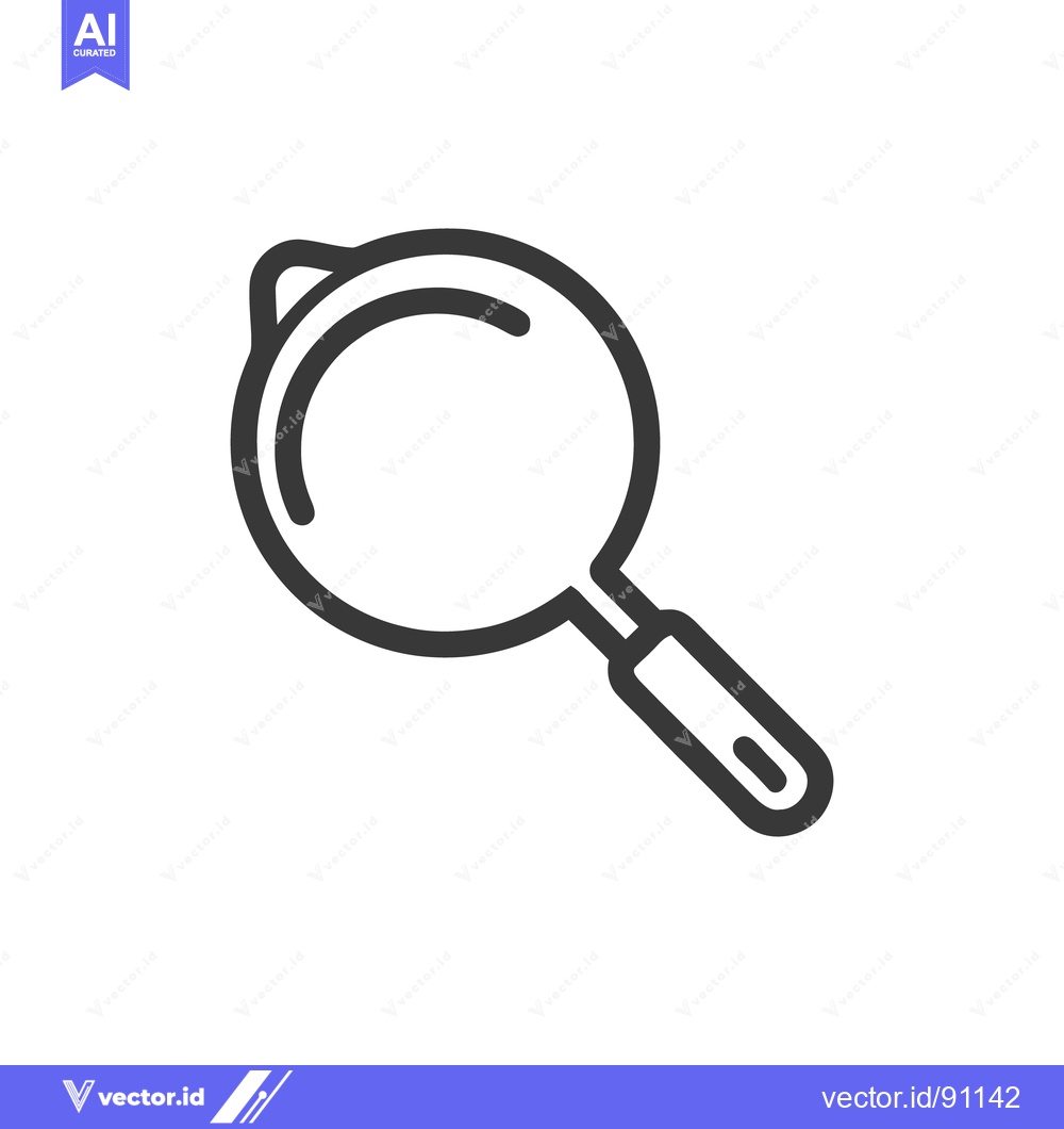 Premium Vector dari Simple Black Line Art Icon of a Magnifying Glass on White Background
