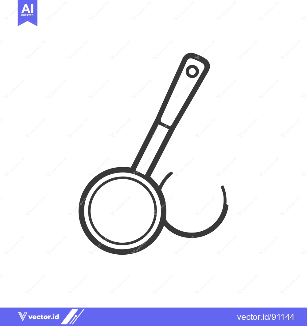 Premium Vector of Simple Ladle Outline Icon with Hanging Hole and Curved Detail