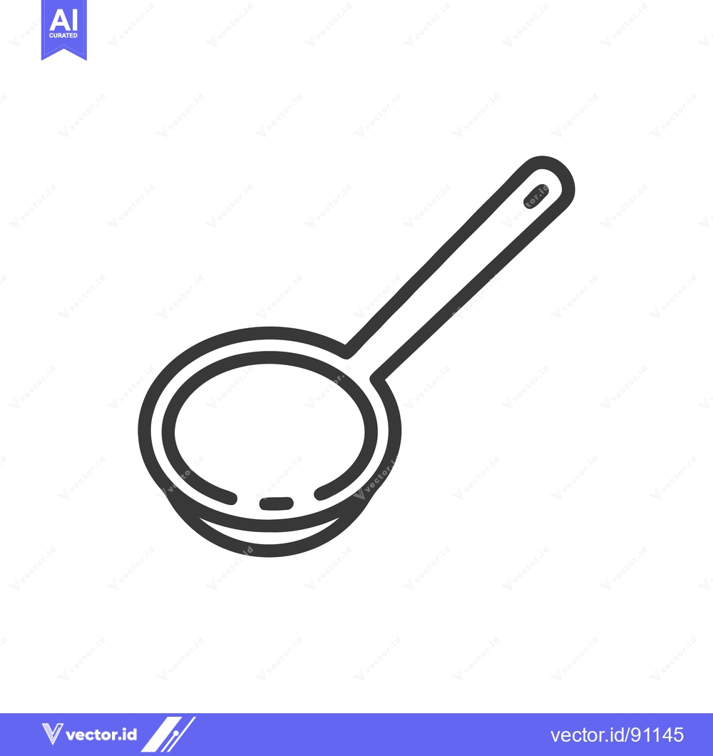 Premium Vector of Simple Ladle Icon: Clean Line Art on White Background