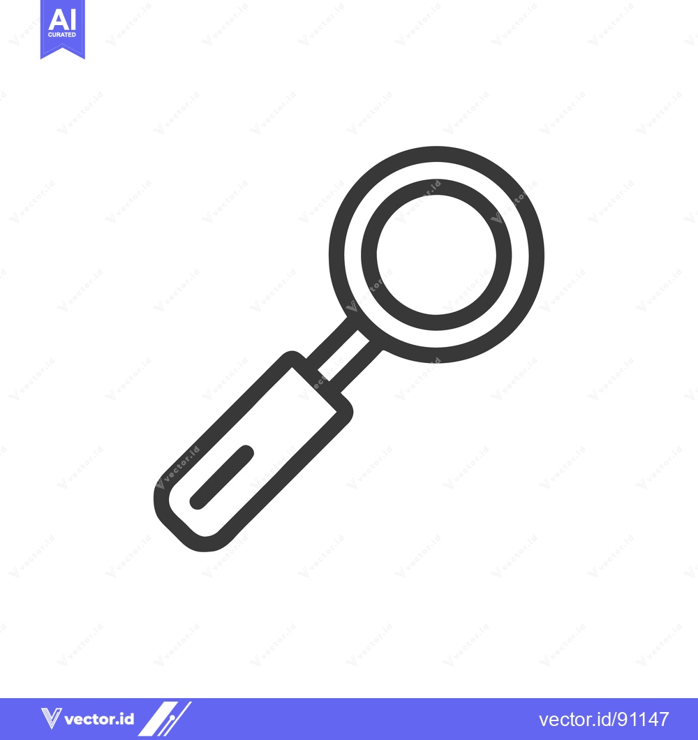 Premium Vector dari Simple Magnifying Glass Icon on White Background, Minimalist Design