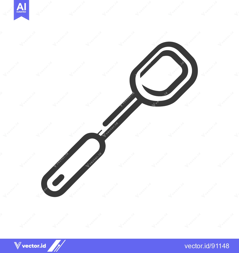 Premium Vector dari Minimalist Spatula Icon: Kitchen Utensil Outline on White Background