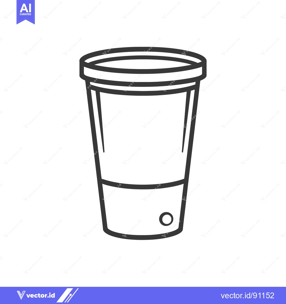 Premium Vector dari A monochrome illustration of a plastic beverage cup is shown