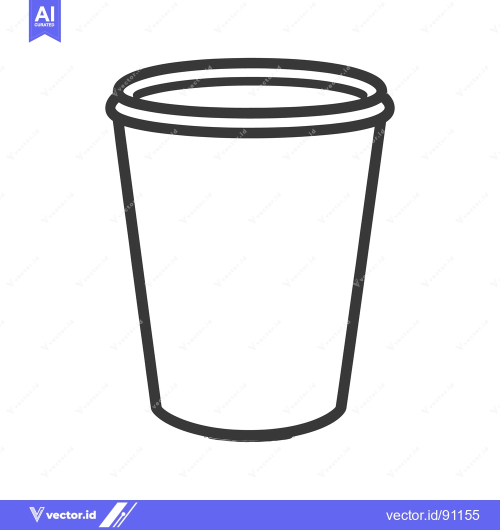 Premium Vector dari Simple line drawing of a white empty disposable cup