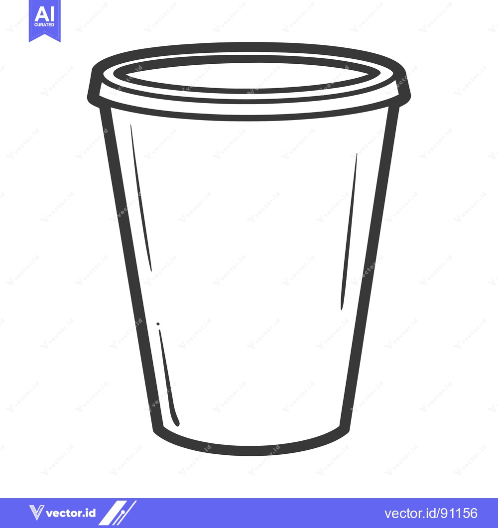 Premium Vector of An isolated drawing of a plastic beverage cup with a lid