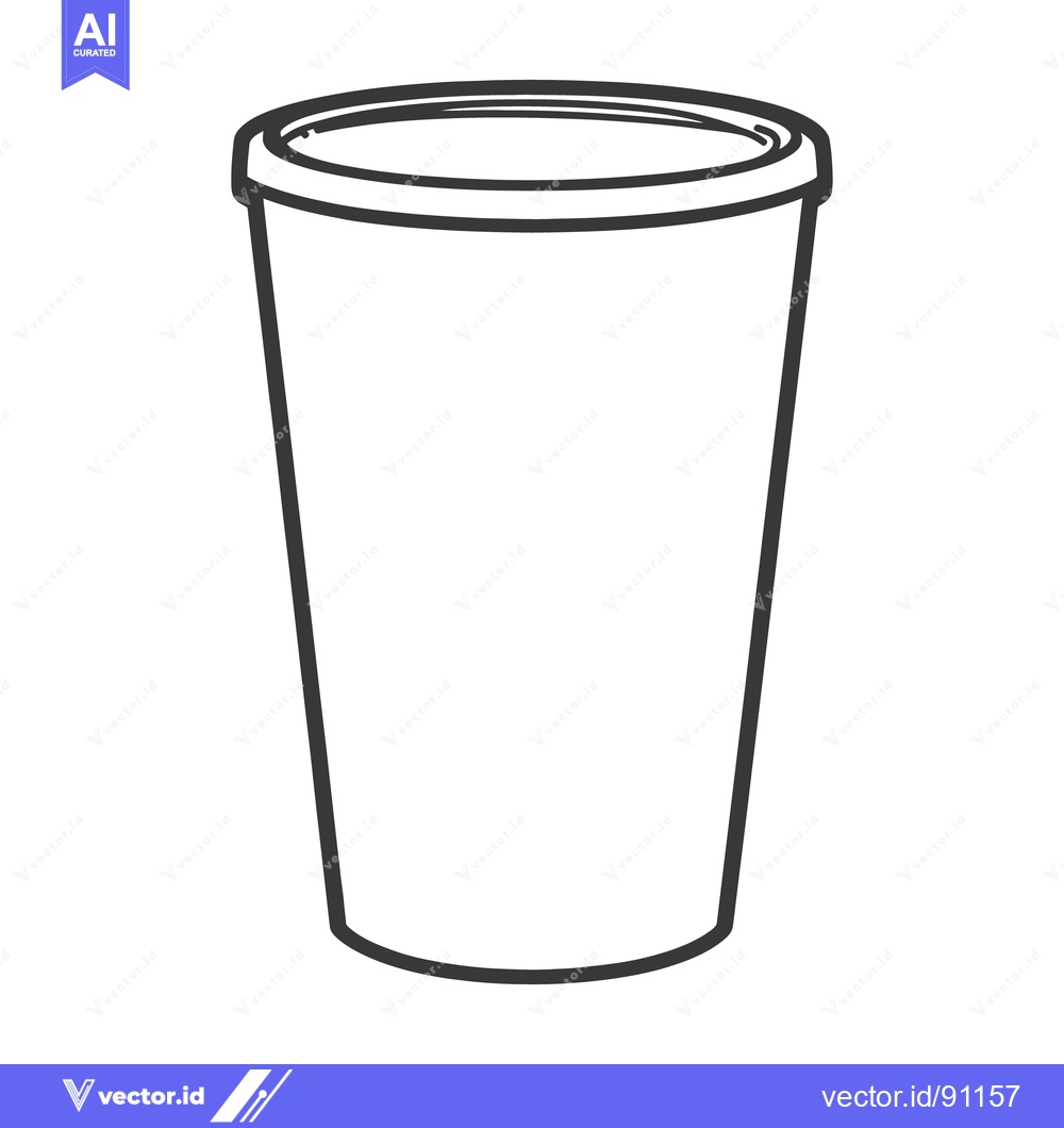 Premium Vector of A simple black and white illustration of an empty drinking cup