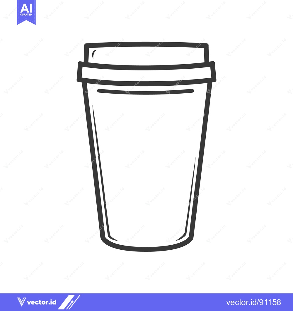 Premium Vector dari Black and white illustration of a disposable beverage container