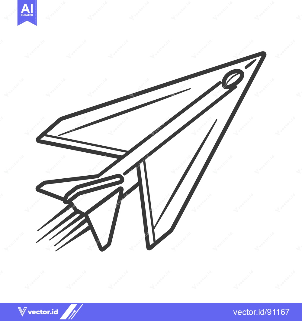 Premium Vector dari A line drawing illustration of a paper airplane flying