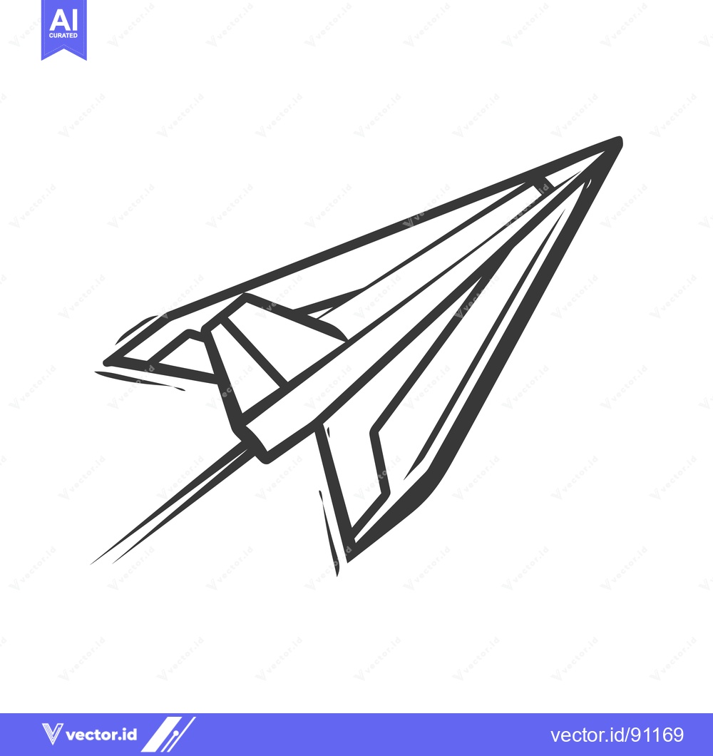 Premium Vector of A simple illustration depicting a paper airplane in grayscale lines