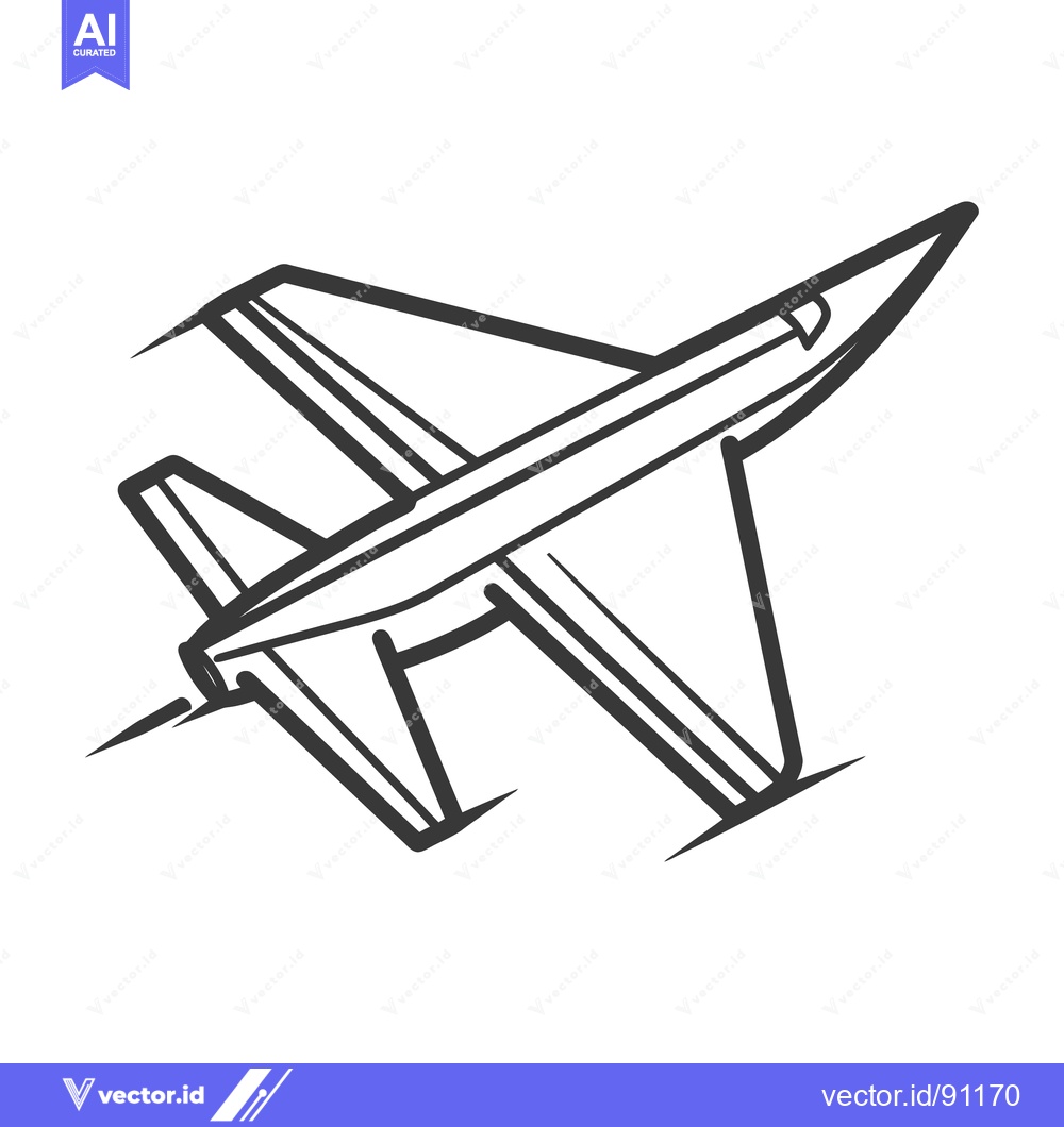 Premium Vector dari An Outline Illustration Depicting A Modern Jet Aircraft In Flight