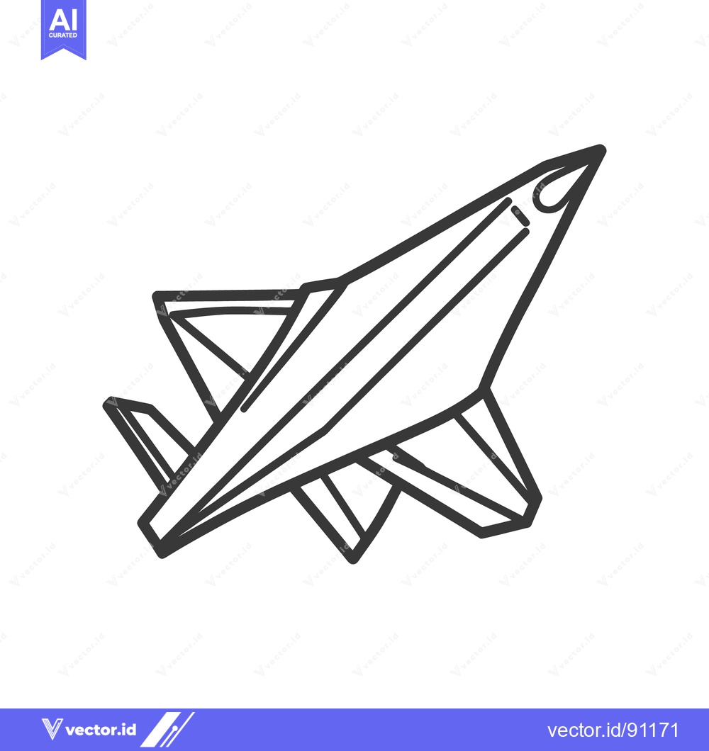 Premium Vector dari Black and white line art depicting a modern aircraft design
