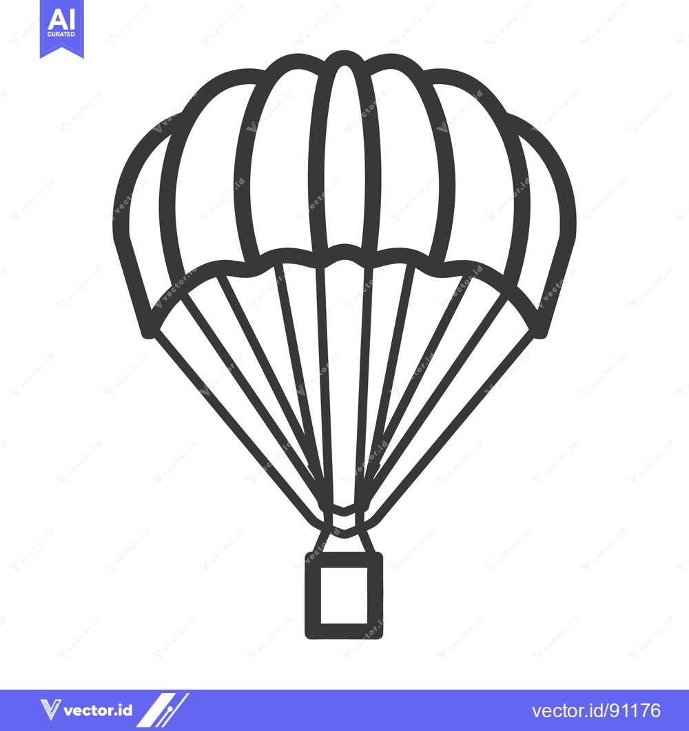 Premium Vector dari A simplified black and white illustration of a parachute