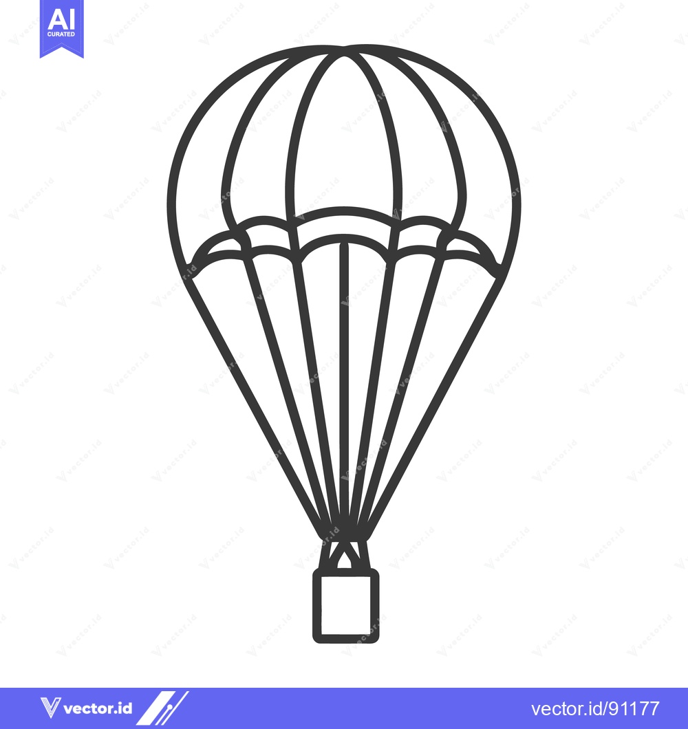 Premium Vector dari A simple black and white line drawing of a hot air balloon
