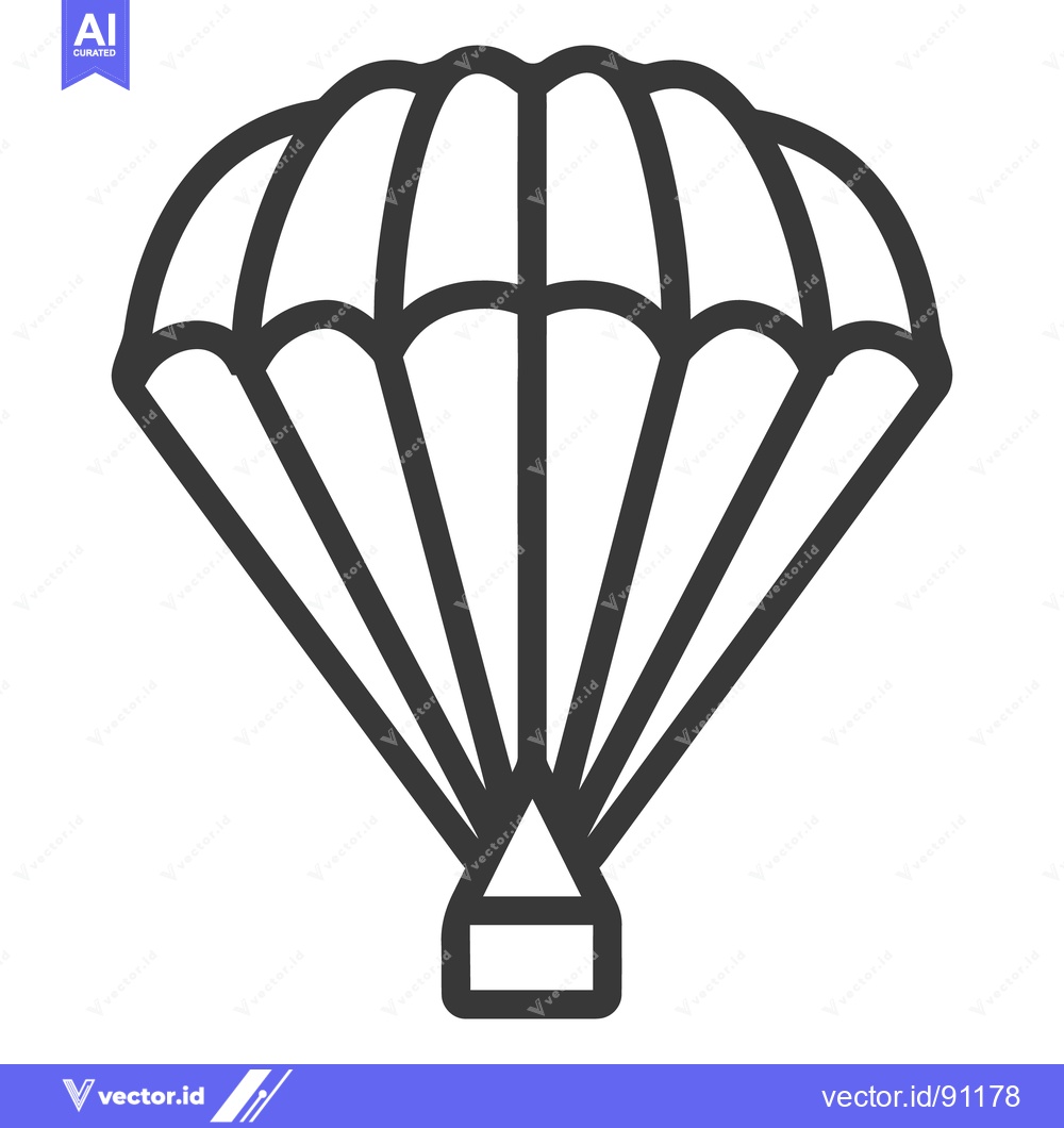 Premium Vector of Simple illustration of a parachute in black and white lines