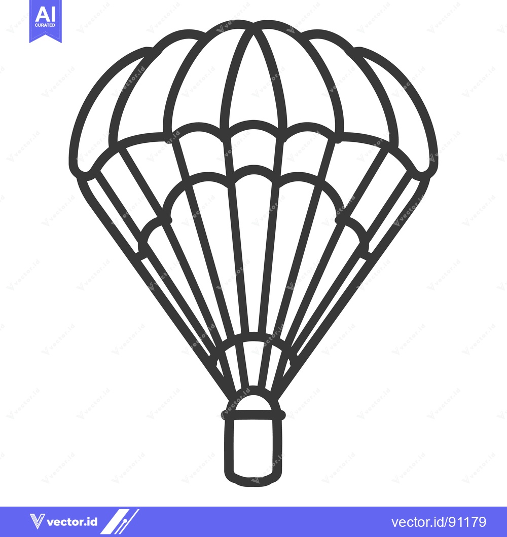 Premium Vector of An outlined image depicting a simple open parachute design