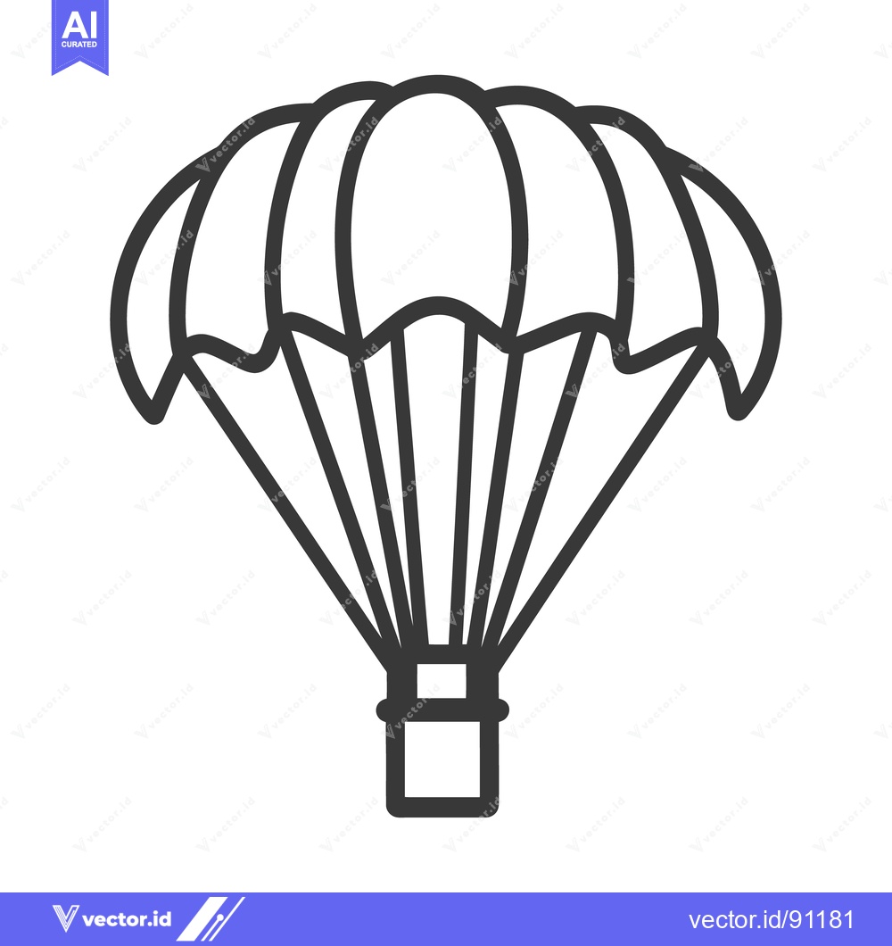 Premium Vector of Simple black and white illustration of a parachute in the air