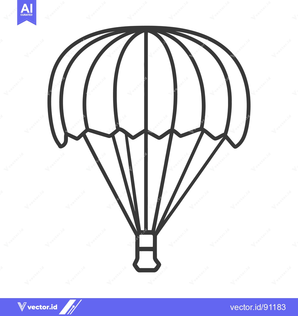 Premium Vector dari A detailed line drawing depicting an open parachute in descent
