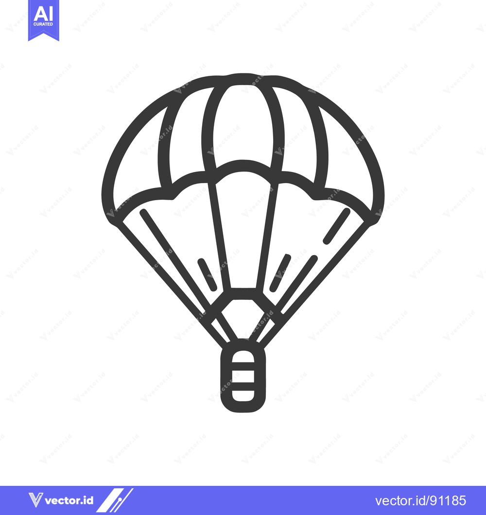 Premium Vector dari Minimalist Parachute Icon: Bold Outline, Safety Symbol, Isolated Desig