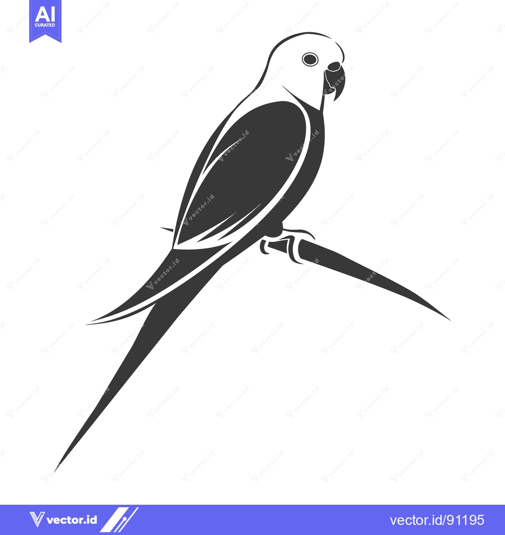 Premium Vector of A monochrome image of a bird perched on a branch