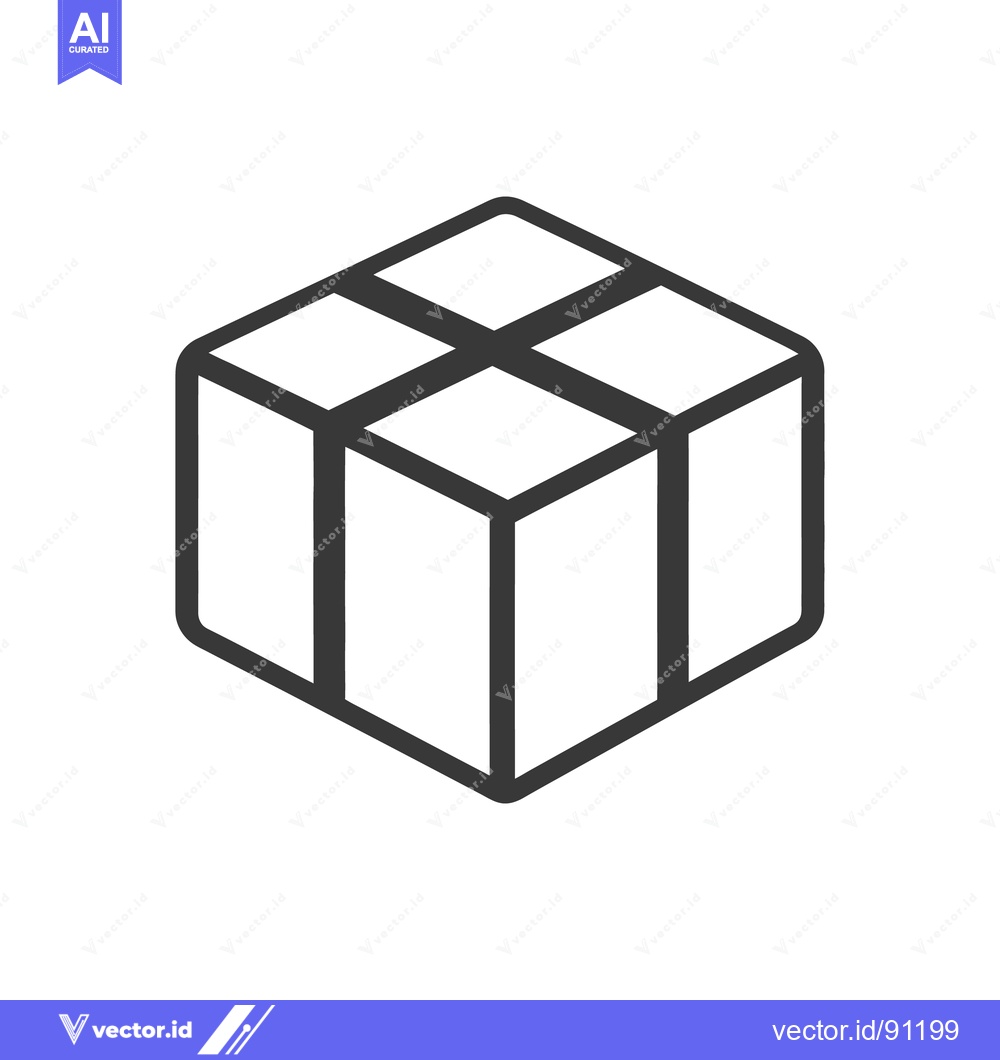 Premium Vector dari Simple black and white illustration of a three dimensional cube