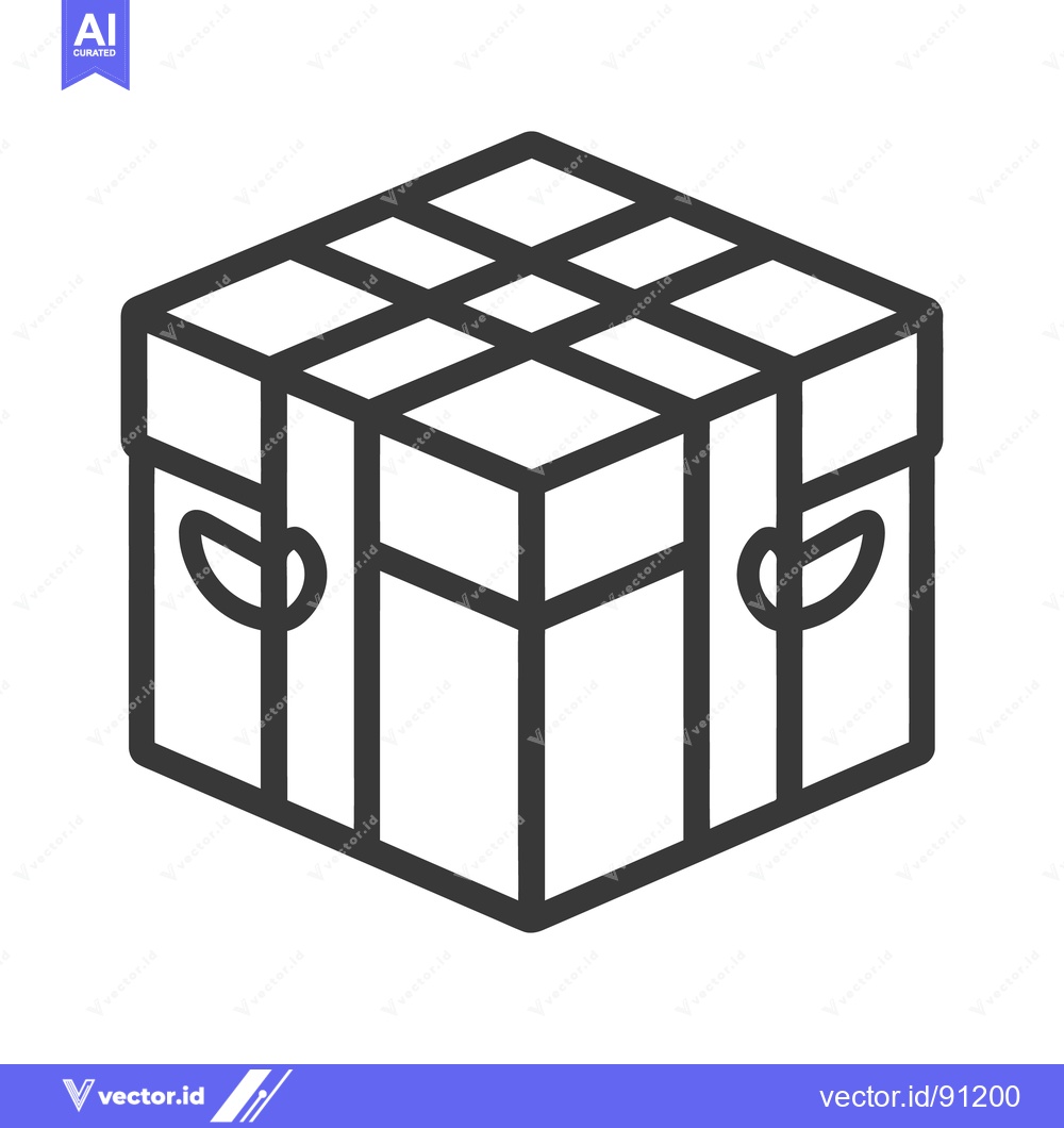 Premium Vector of A detailed black and white outline of a storage box