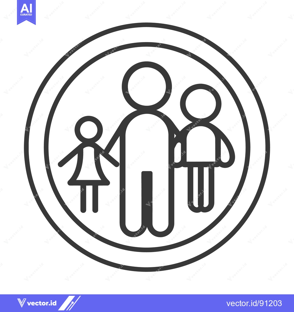 Premium Vector of A simple illustration depicts a family inside a circular border