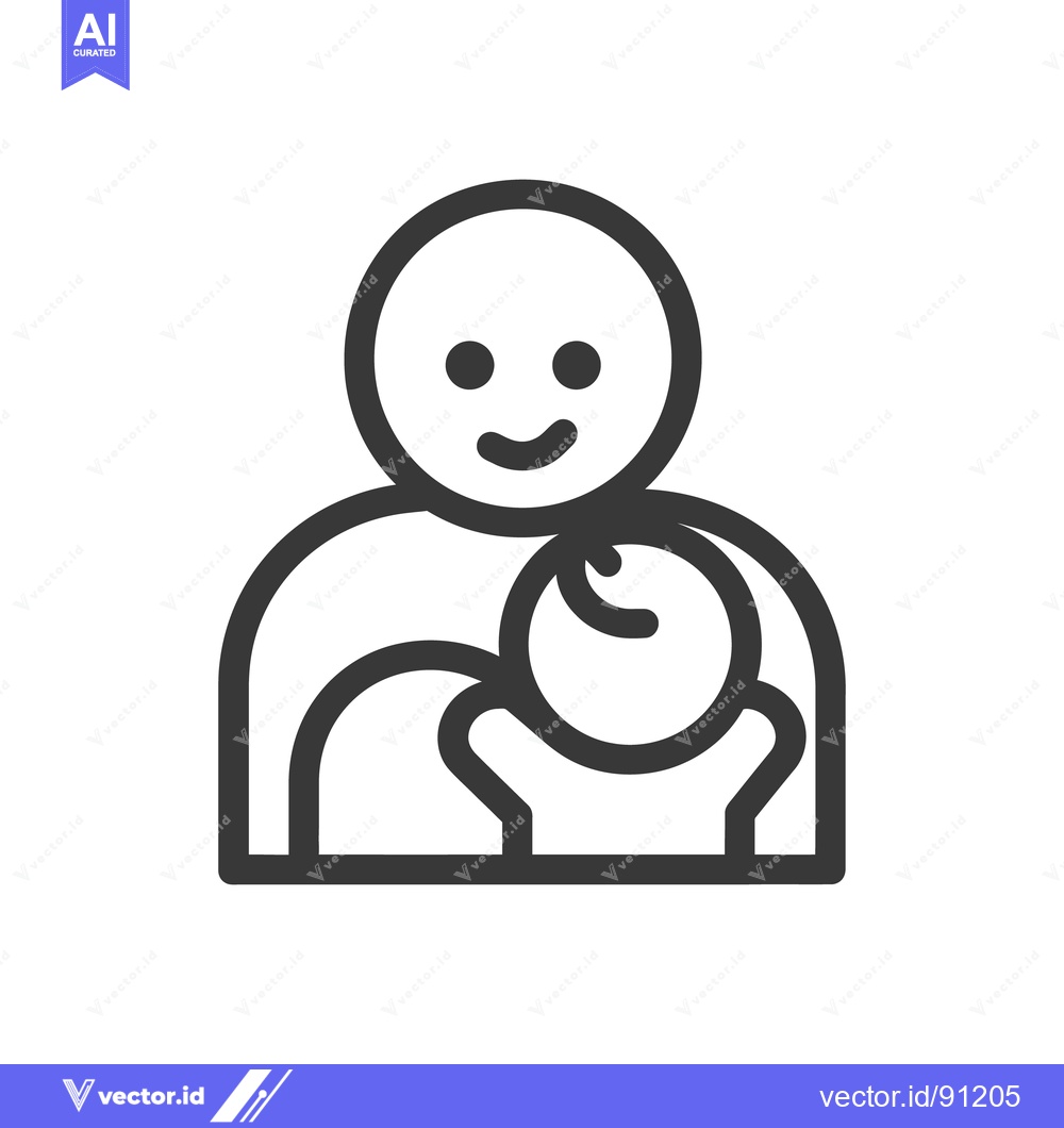 Premium Vector of A simple outlined depiction of a person cradling a baby