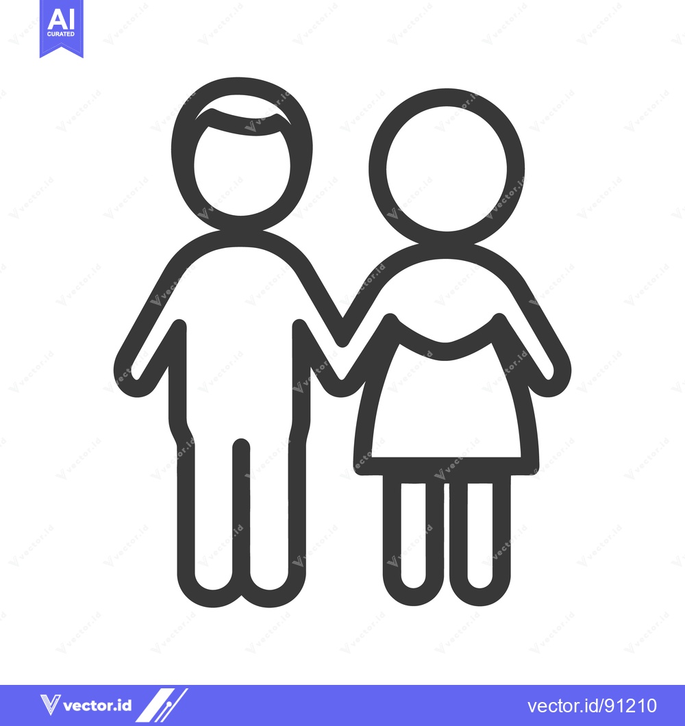 Premium Vector dari Two simplified figures of people holding hands together