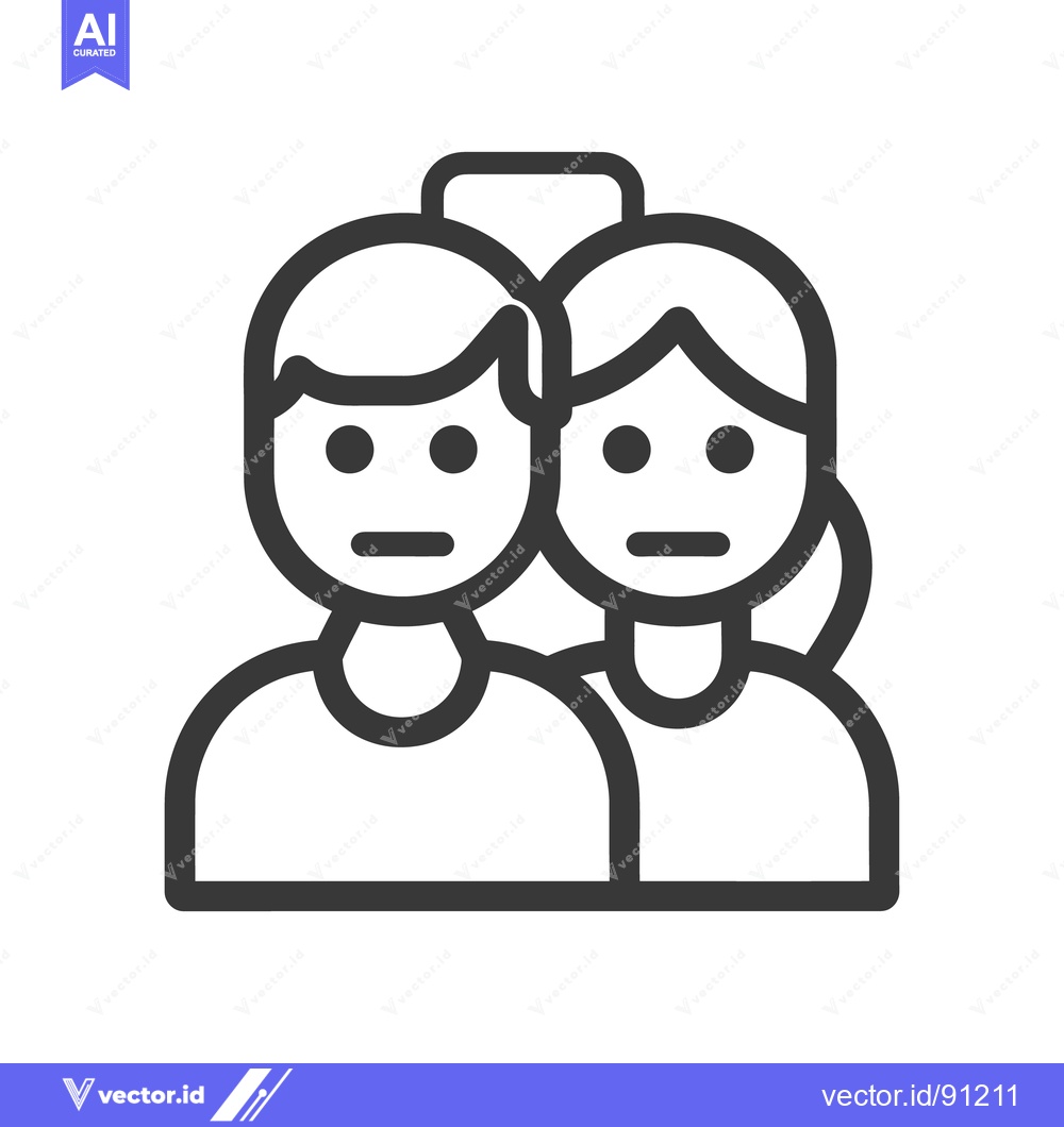 Premium Vector dari Two people standing close together in a simplified icon graphic