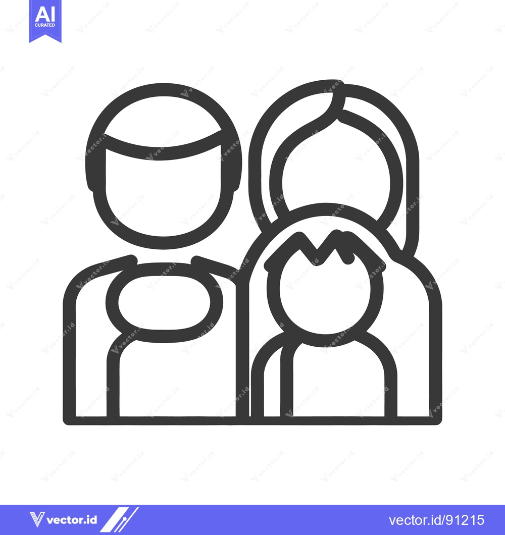 Premium Vector dari A simple outline illustration depicting a family of three people