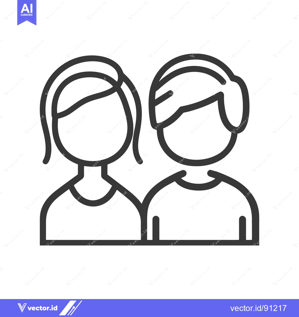 Premium Vector dari Two simple outline figures representing a couple standing together clo