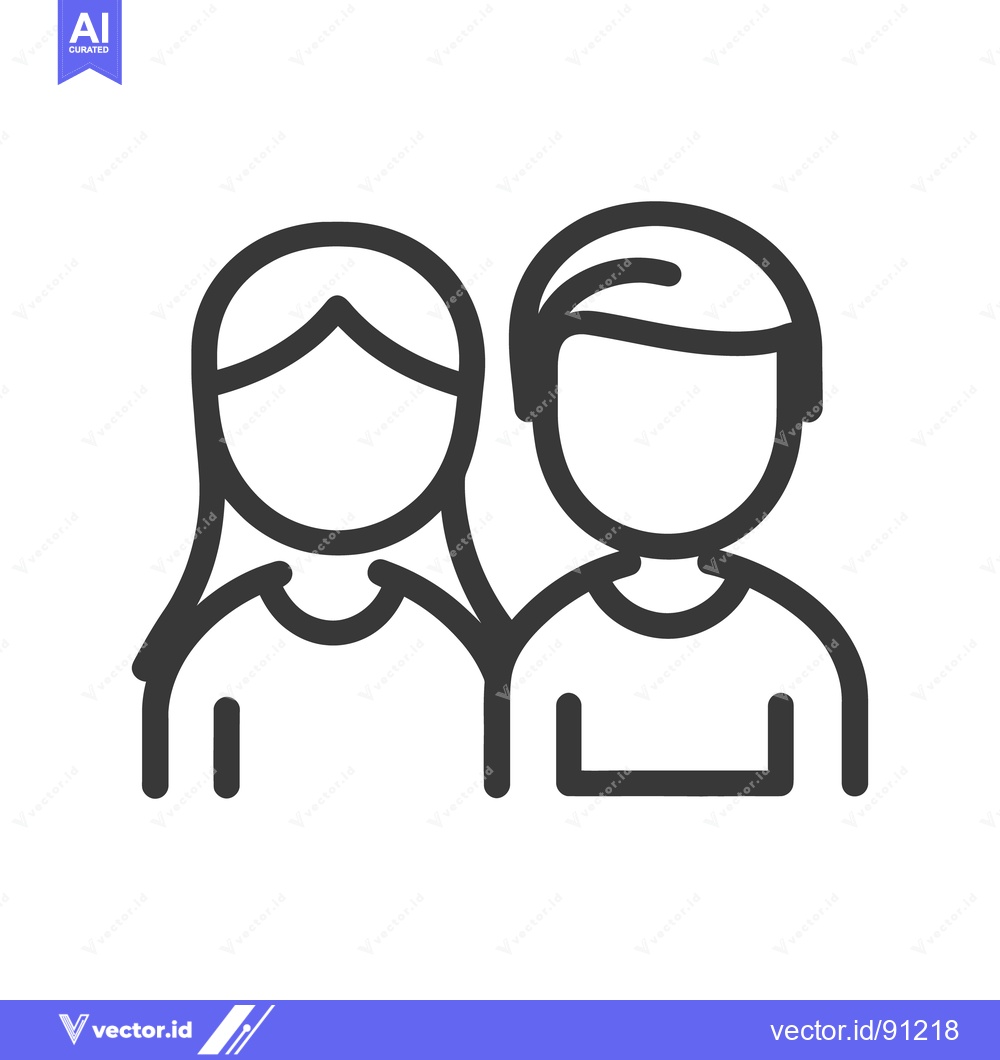 Premium Vector dari A simple outline illustration depicting two people standing together