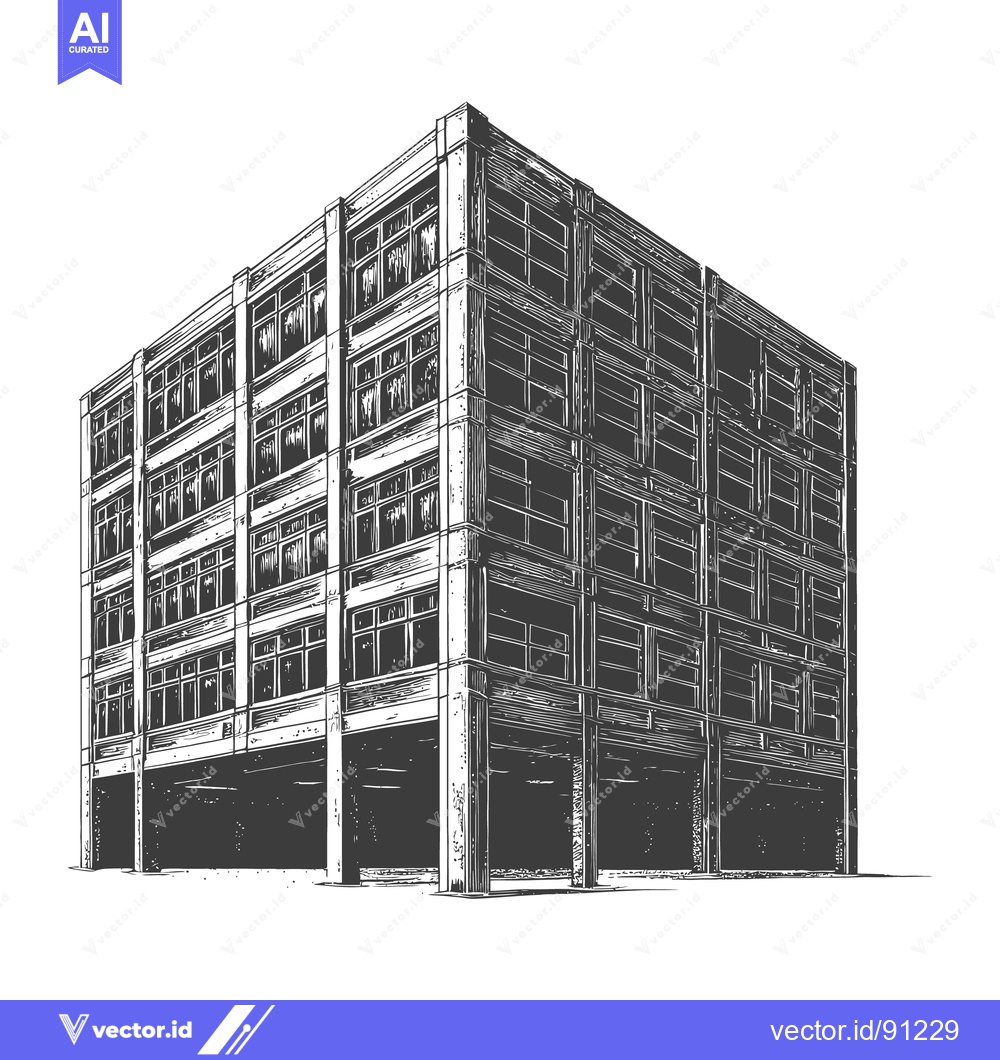 Premium Vector of Detailed perspective rendering of a modern multi story building struct