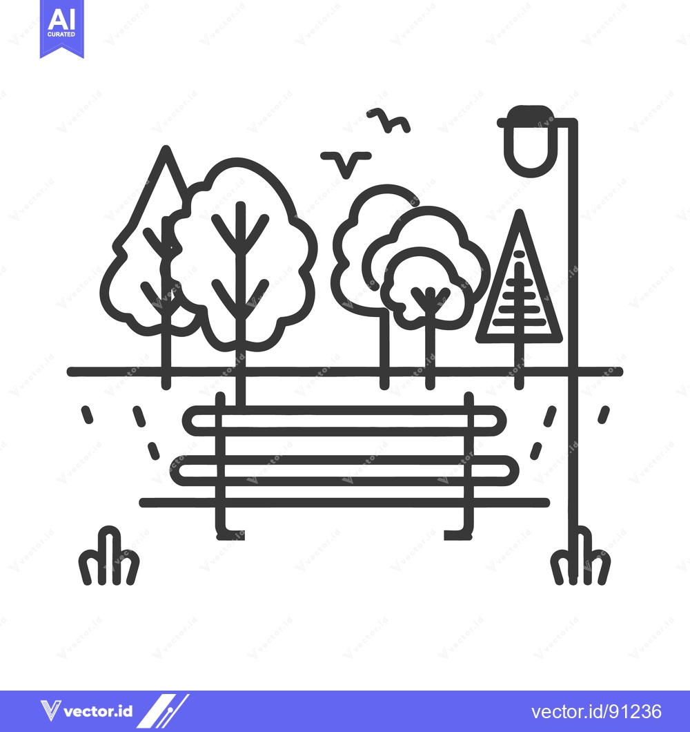 Premium Vector of An illustrative black and white image of park elements outdoors