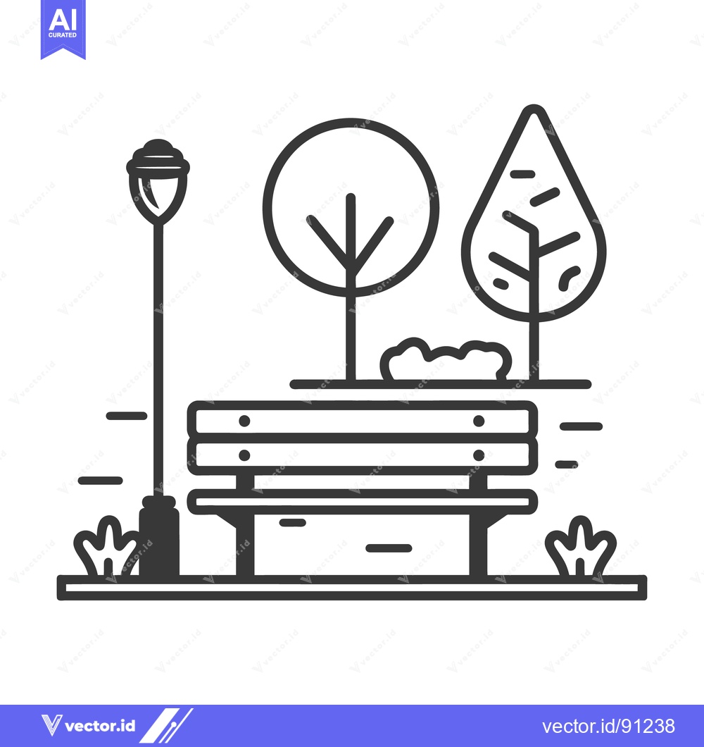 Premium Vector of A simple vector illustration of a park bench next to trees
