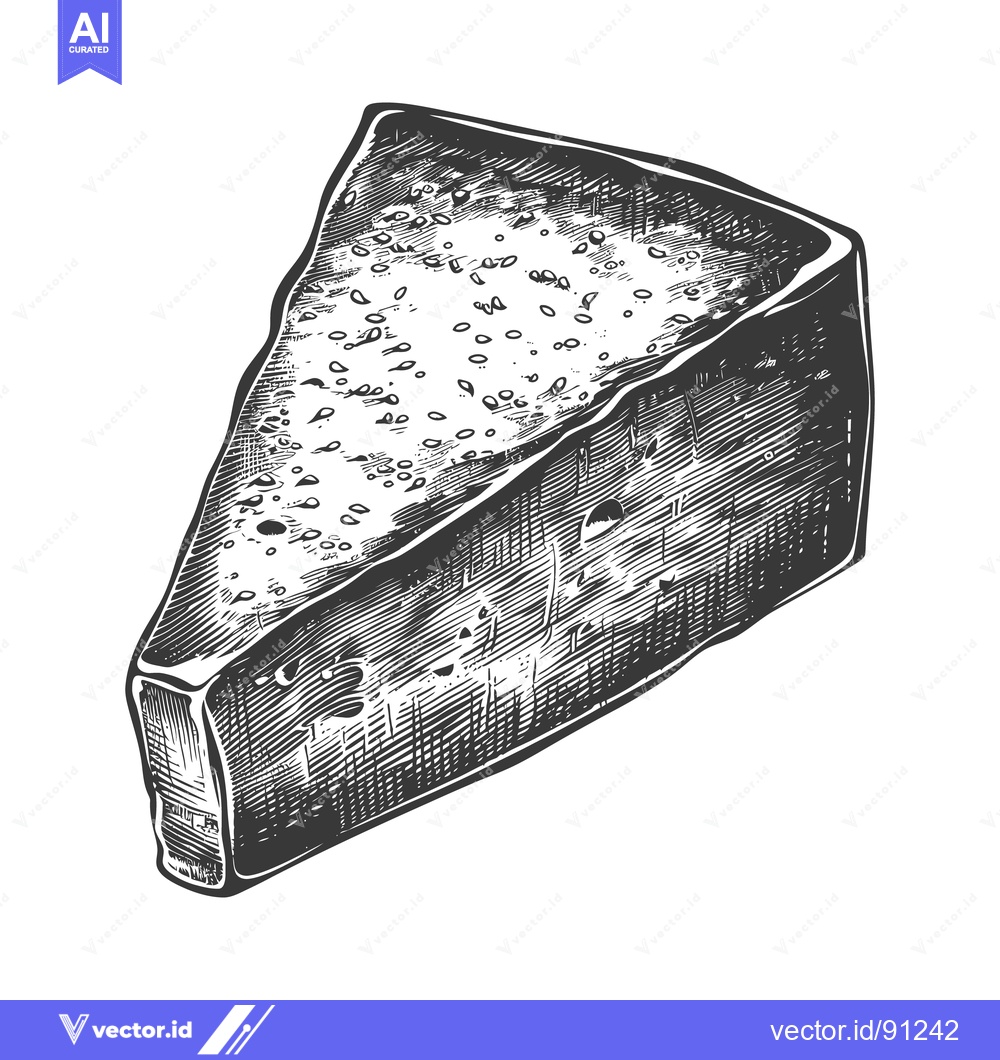 Premium Vector dari A triangular wedge of hard dairy cheese is illustrated nicely