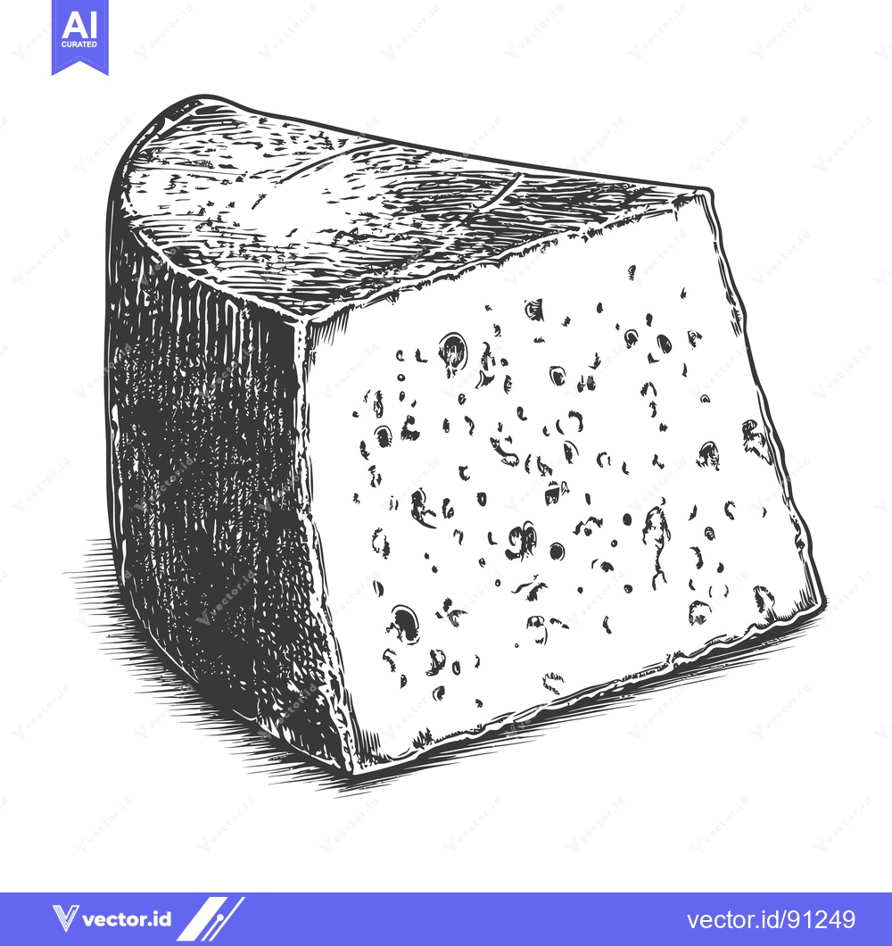 Premium Vector dari A black and white illustration of a wedge of cheese