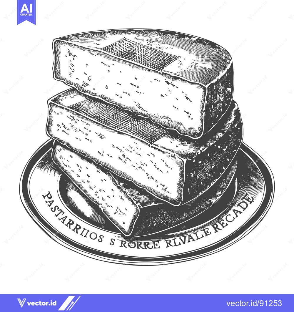 Premium Vector dari Stacked Cheese Slices Presented Elegantly On A Decorative Plate
