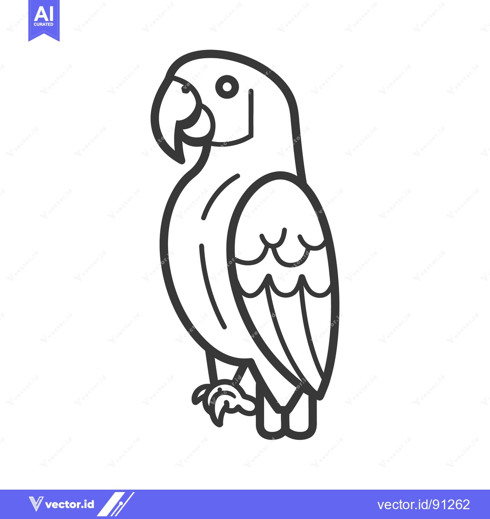 Premium Vector dari A simple outline drawing of a parrot standing tall