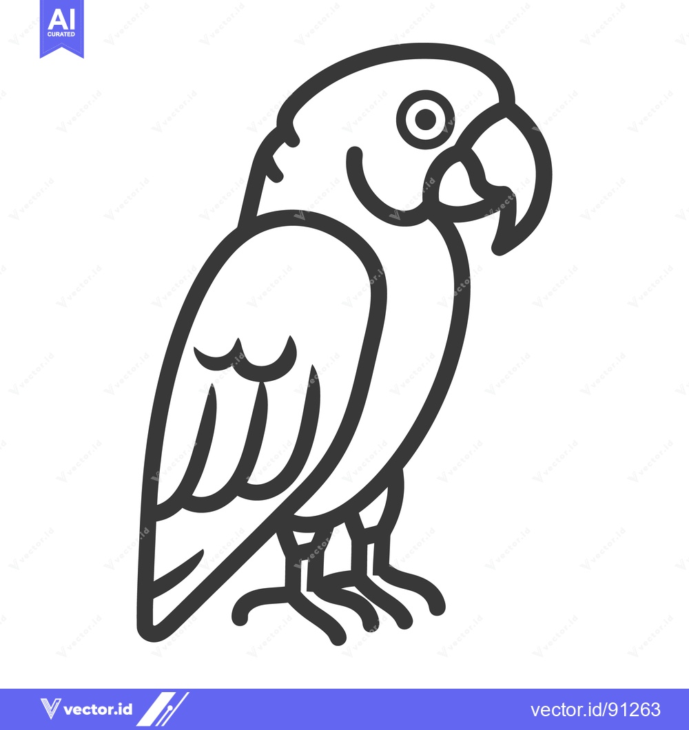 Premium Vector dari An outlined illustration depicting a perched bird with distinct featur