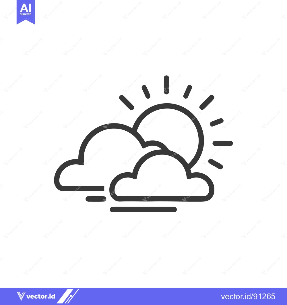Premium Vector dari Minimalist Sun and Clouds Icon: Weather Forecast Symbol