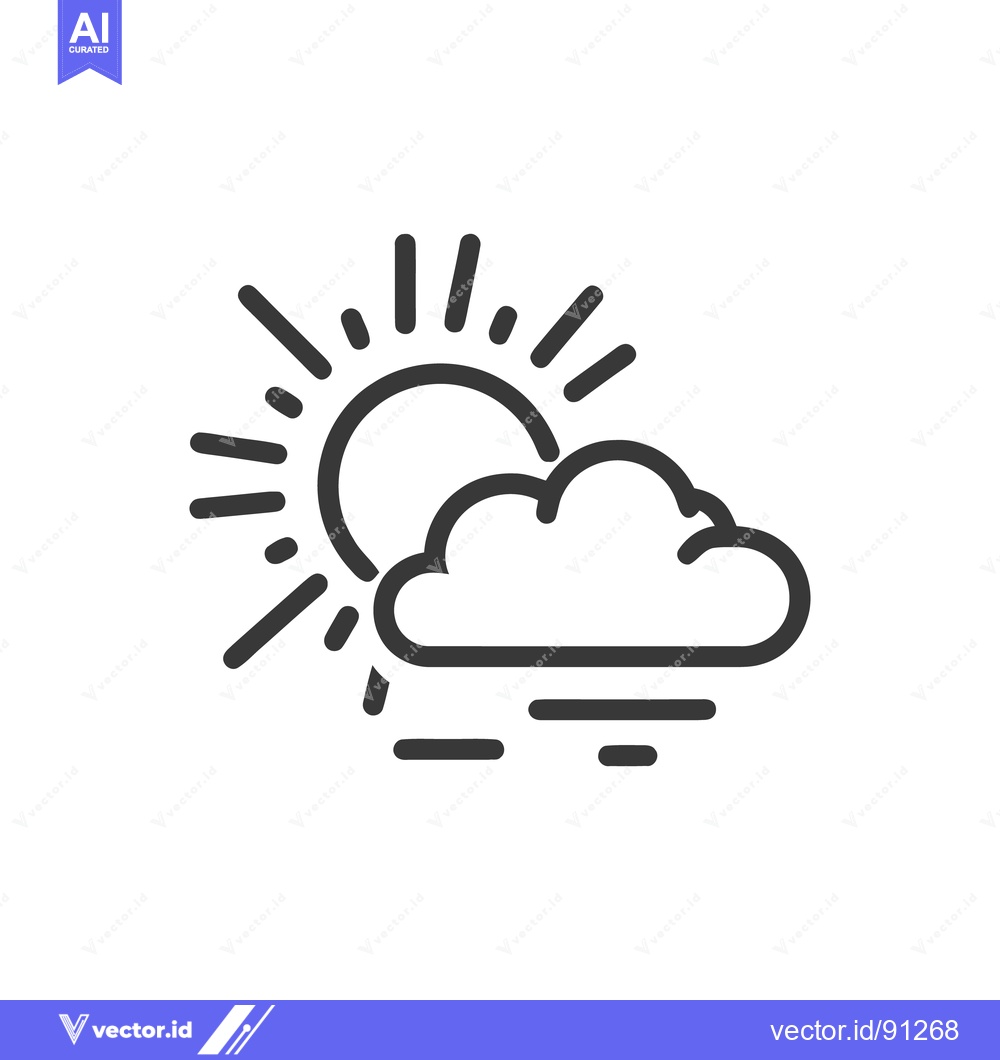 Premium Vector dari Partially Cloudy Weather Icon: Sun Obscured by Cloud
