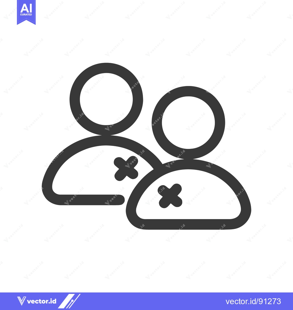 Premium Vector dari Two People Icon with Cross, Minimalist Design, Teamwork Symbol